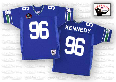 Men's Authentic Cortez Kennedy Mitchell and Ness Jersey Blue Home - #96 Hall of Fame 2012 Throwback NFL Seattle Seahawks